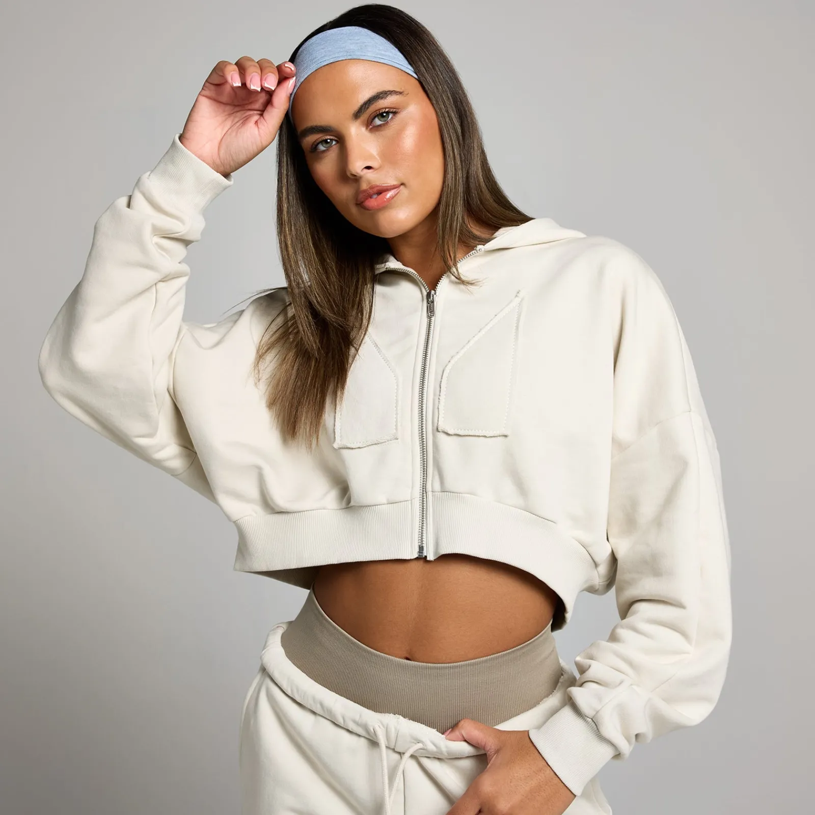Best MP geropte hoodie met rits en opgestikt motief DAMES Hoodies